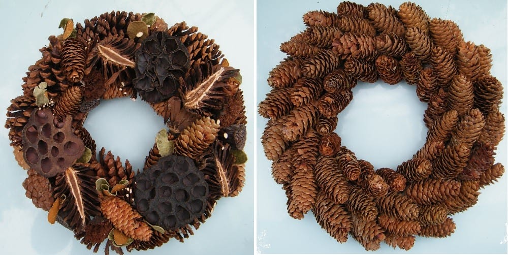natural wreaths with fir cones