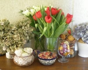 still life with fresh flowers and dried flower projects