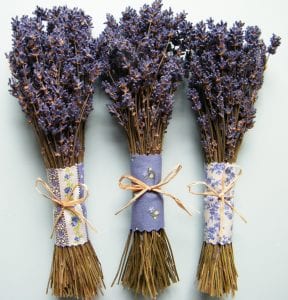 fabric wrapped lavender bunches