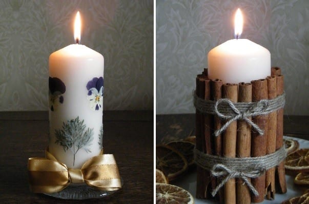 dried flower makes pressed flower candle