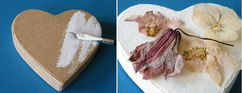 decorating heart box pressed dried flowers