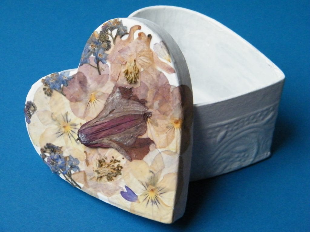 valentines box finished pressed dried flowers