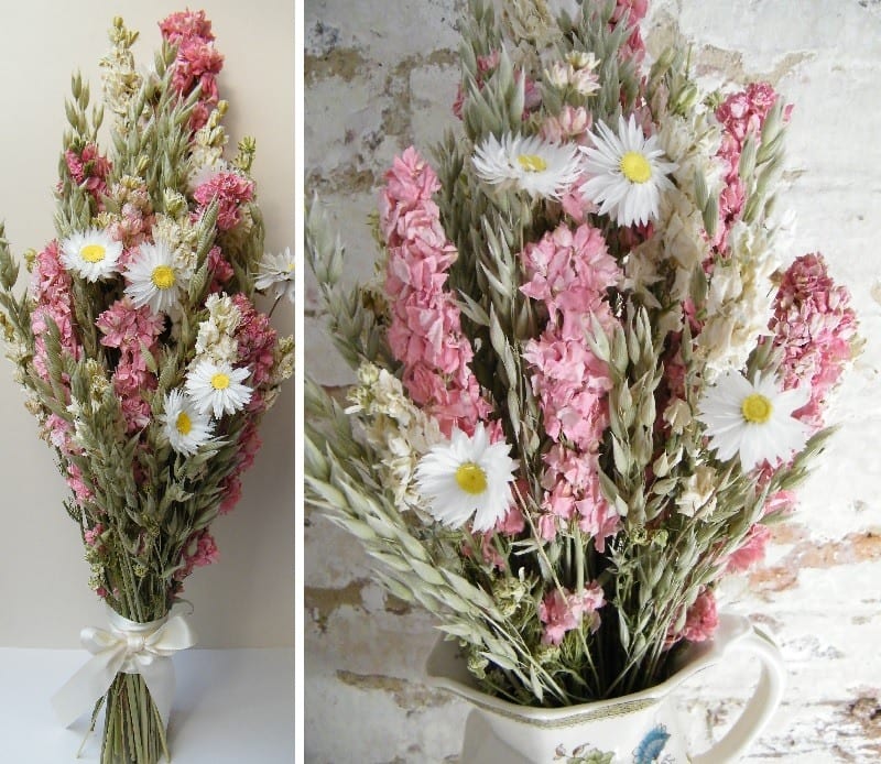 finished pink dried flower bouquet