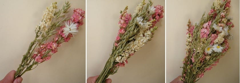 making dried flower bouquet