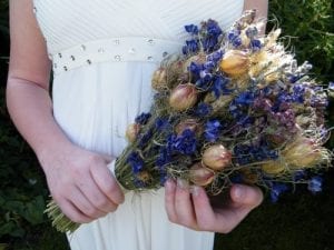 holding british blue bouquet